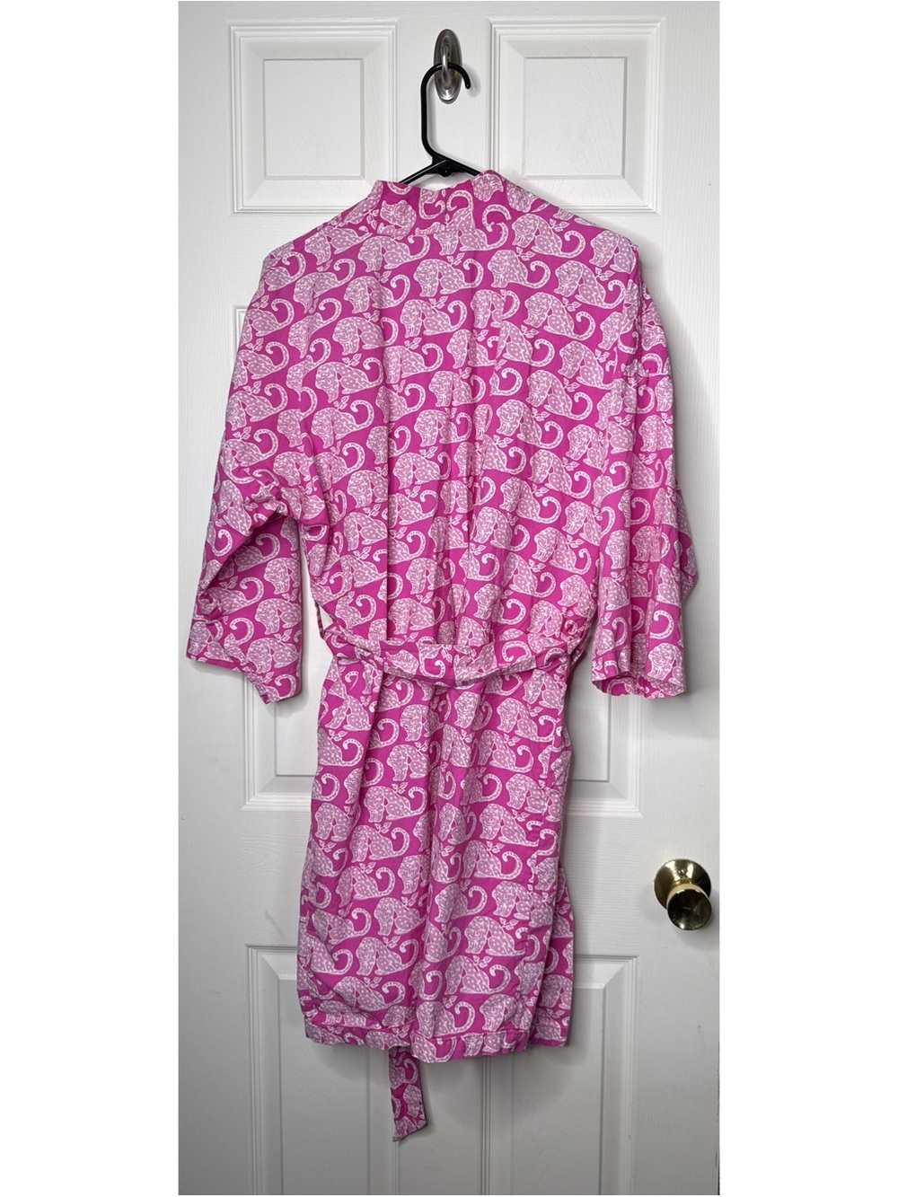 Printfresh Anthropologie Pink Leopard Robe Size Small Medium - Picture 4 of 5